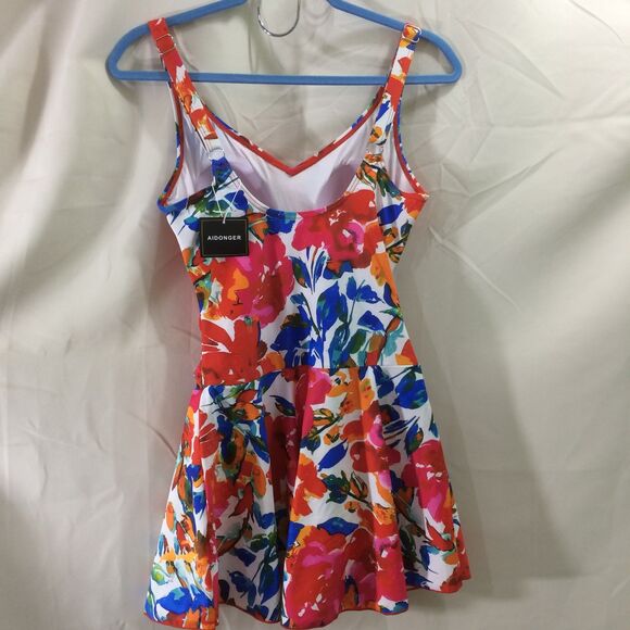 NEW Aidonger Floral Swim Dress Womens Medium One Piece Adjustable Straps NWT - Picture 4 of 6